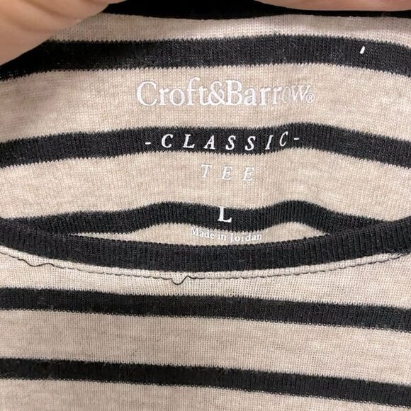 Croft & Barrow Long Sleeve Striped Classic Tee Size L - Picture 4 of 5